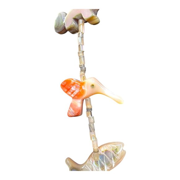 Vintage Zuni Bird Fish Fetish Necklace Matching Earrings Carved Native American - Picture 12 of 15